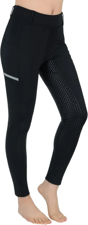 Horse Riding Pants Equestrian Girls Full Seat Silicone Breeches Kids Pull-On Horseback Riding Tights Pockets