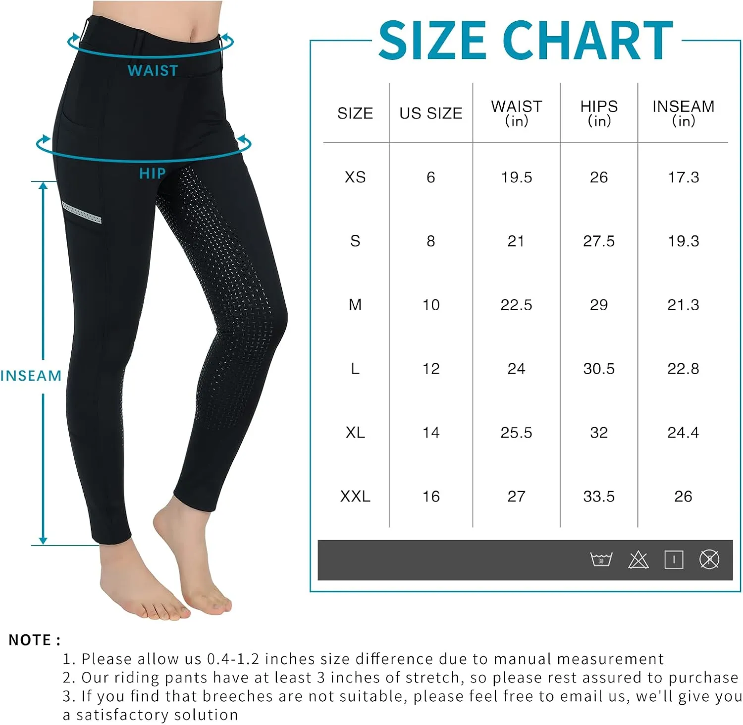Horse Riding Pants Equestrian Girls Full Seat Silicone Breeches Kids Pull-On Horseback Riding Tights Pockets