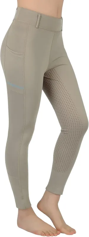 Horse Riding Pants Equestrian Girls Full Seat Silicone Breeches Kids Pull-On Horseback Riding Tights Pockets