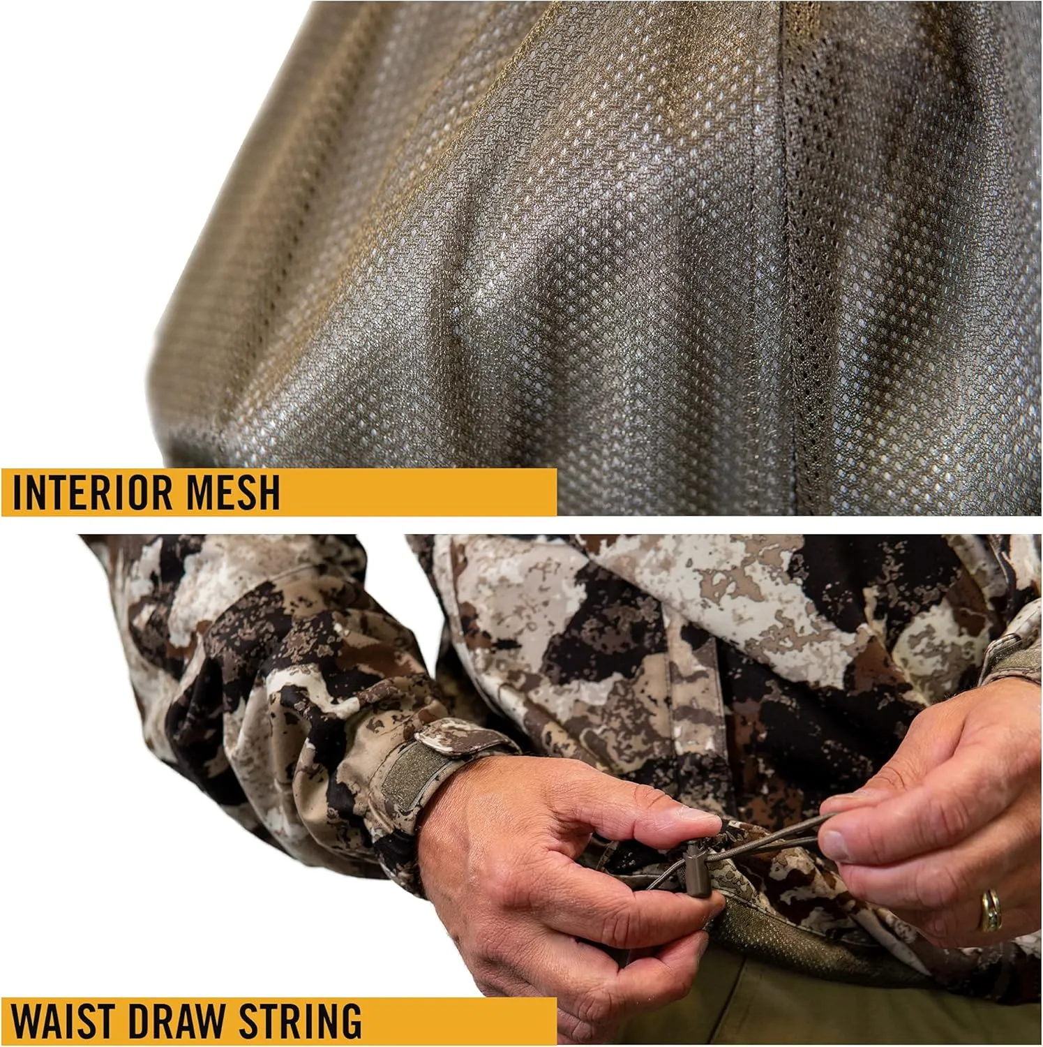 HOT SHOT Mens Camo Rain Jacket, Breathable Lightweight Jacket with Waterproof Hood for Hunting, Fishing, Hiking, Camping