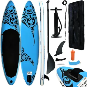 Inflatable Stand Up Paddleboard Set with Adjustable Oar and Pump, Durable Design for Flat Water and Small Waves, Blue