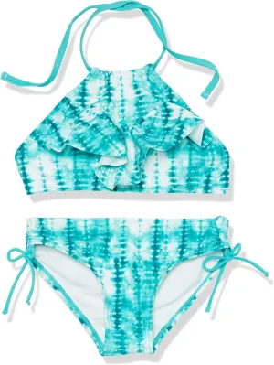 Kanu Surf Girls' Morgan Ruffle Halter Bikini 2-Piece Swimsuit, Pink, 2t