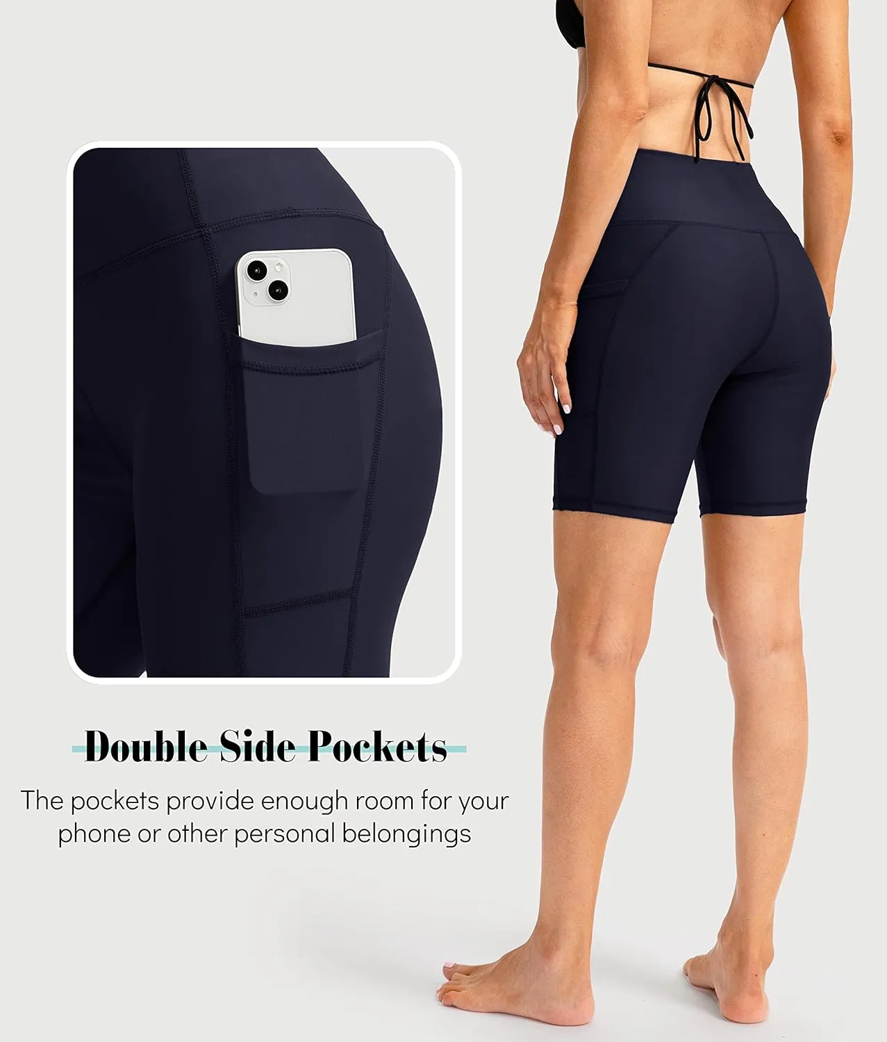 Kayrth Women's 7" High Waisted Swim Shorts with Side Pockets UPF50  Board Swimsuit Shorts for Women Bathing Suit Bottoms