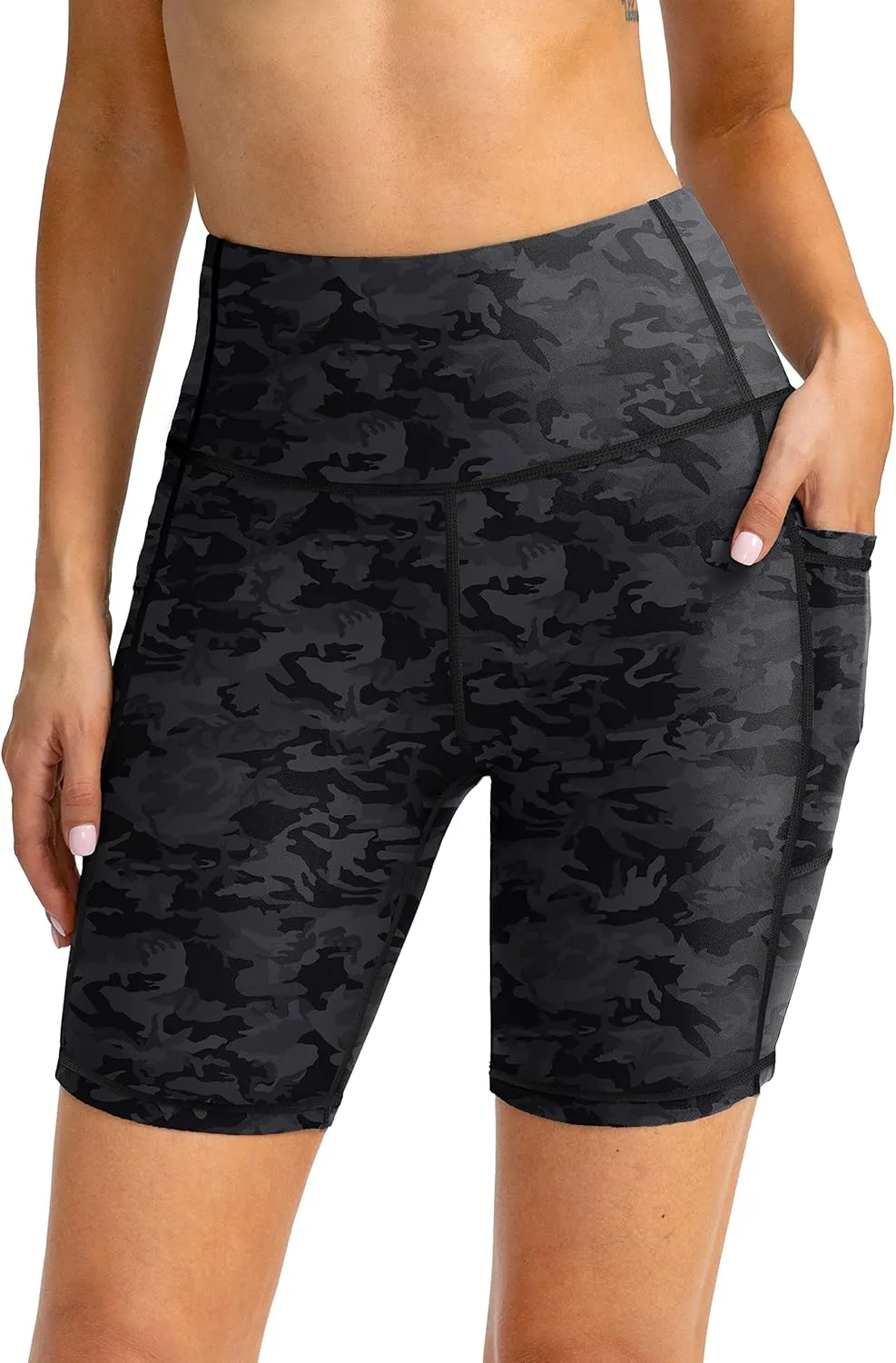 Kayrth Women's 7" High Waisted Swim Shorts with Side Pockets UPF50  Board Swimsuit Shorts for Women Bathing Suit Bottoms