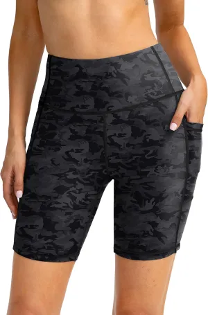 Kayrth Women's 7" High Waisted Swim Shorts with Side Pockets UPF50  Board Swimsuit Shorts for Women Bathing Suit Bottoms