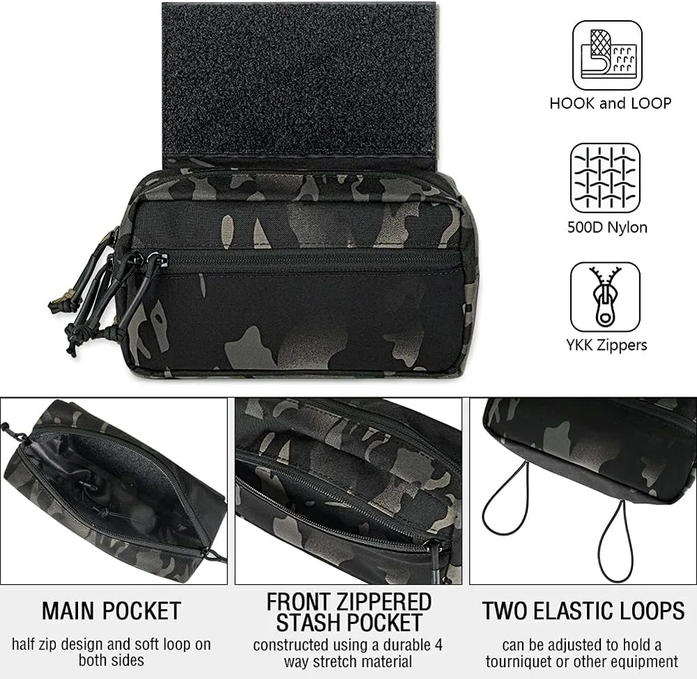 KRYDEX Tactical Drop Pouch Sub Abdominal Carrying Kit Bag Tactical Fanny Pack with Hook and Loop Panel for Tactical Vest Chest Rig (MCBK)