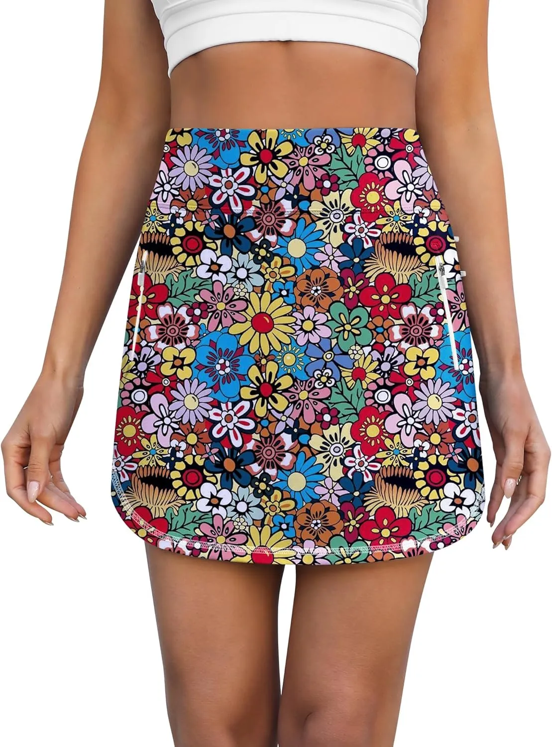 LouKeith Golf Skirts for Women Tennis Skirt with Zipper Pockets High Waisted Running Casual Athletic Skorts Built-in Shorts