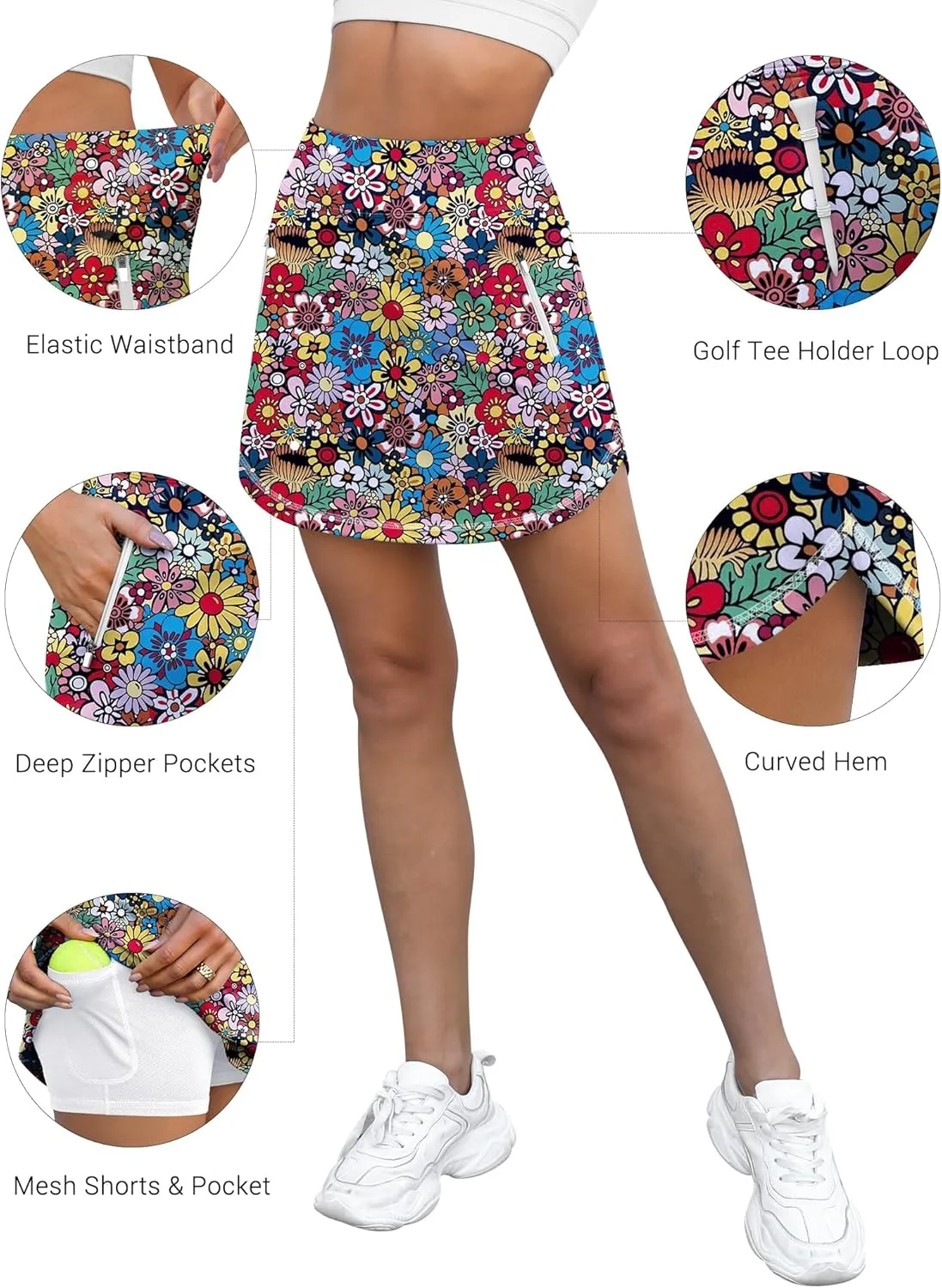 LouKeith Golf Skirts for Women Tennis Skirt with Zipper Pockets High Waisted Running Casual Athletic Skorts Built-in Shorts
