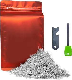 Magnesium Chips Shavings Fire Starter Kit Big Package, 99.9% Purity, Net Weight 130g, Emergency Fire Starting, Wilderness Outdoor, Camping Hiking, Jungle Survival, Package Dimensions 9''x5.5''x2.2''