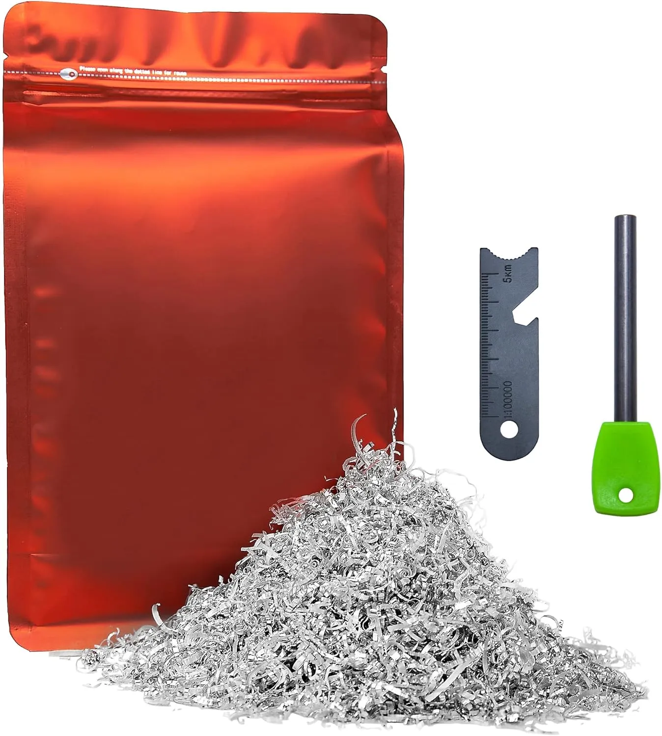 Magnesium Chips Shavings Fire Starter Kit Big Package, 99.9% Purity, Net Weight 130g, Emergency Fire Starting, Wilderness Outdoor, Camping Hiking, Jungle Survival, Package Dimensions 9''x5.5''x2.2''