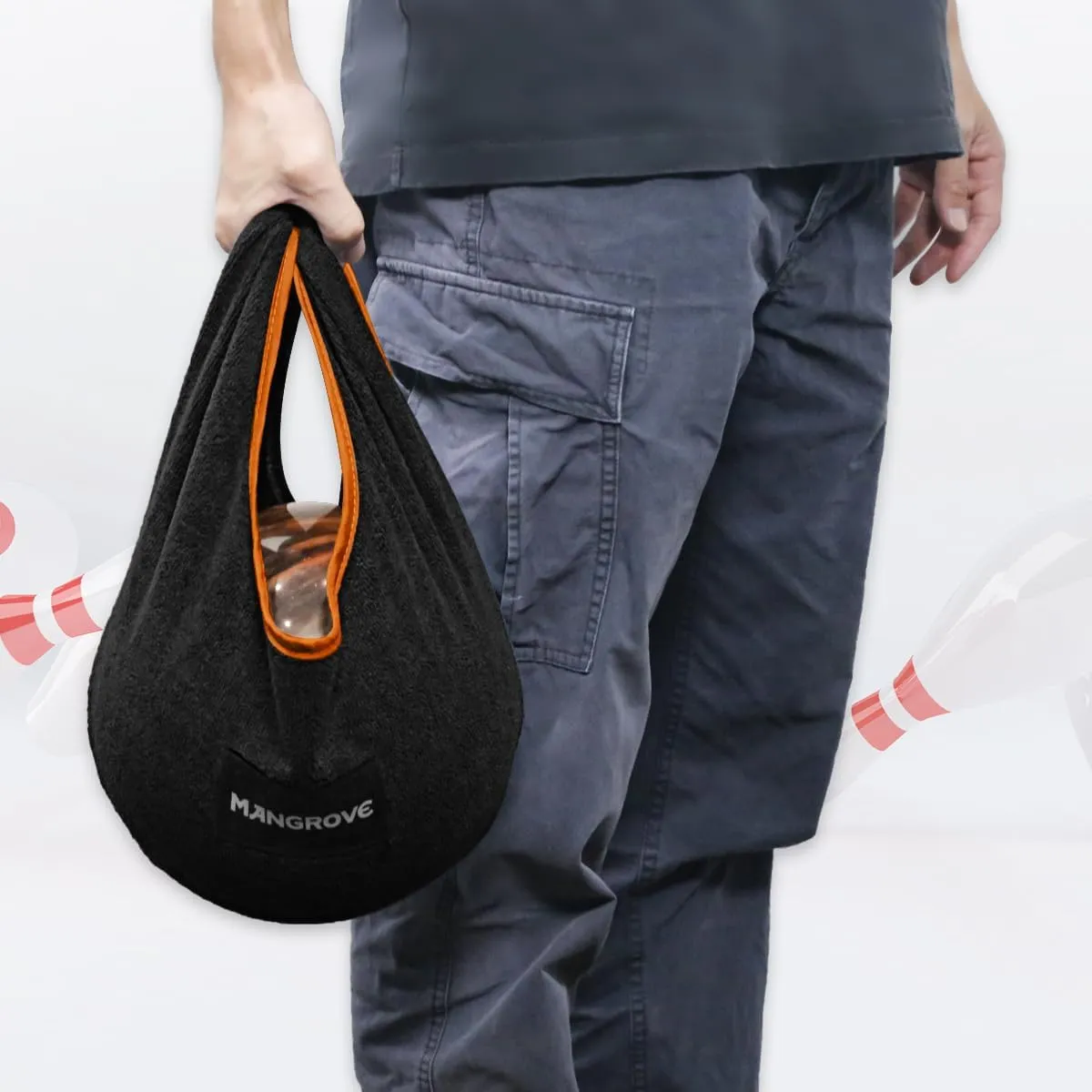 Mangrove Bowling Ball Polisher, Microfiber Bowling Towel See-Saw for Bowlers, Large Washable Bowling Shammy Seesaw, Ball Cleaner Holder Bag