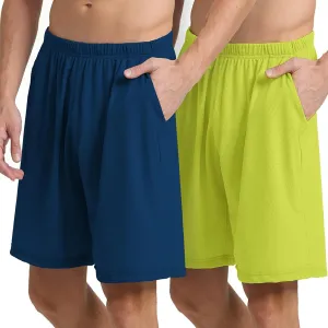 Mens Athletic Running Shorts 2 Pack Quick Dry with Pocket Gym Workout Shorts for Men Mesh Swim Trunks Board Pajama
