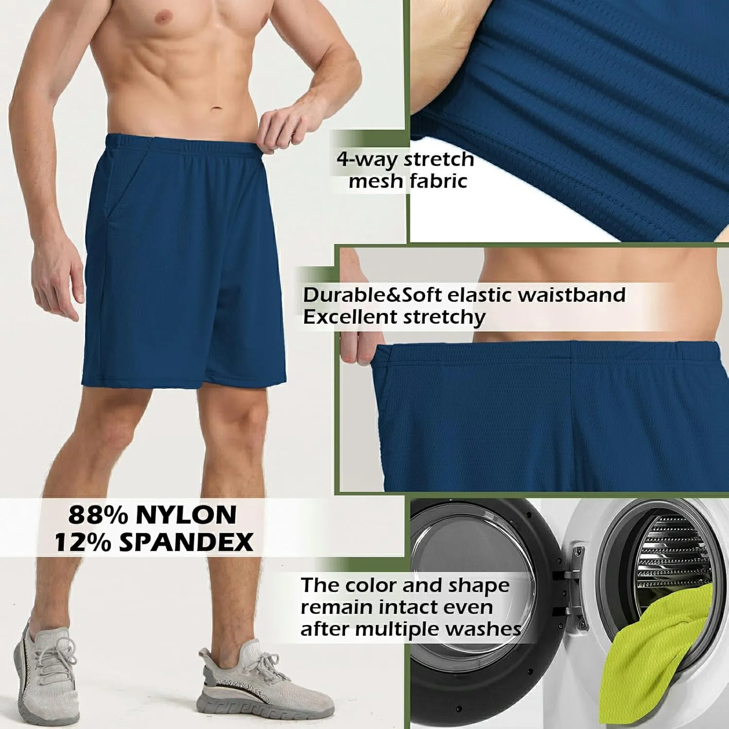 Mens Athletic Running Shorts 2 Pack Quick Dry with Pocket Gym Workout Shorts for Men Mesh Swim Trunks Board Pajama