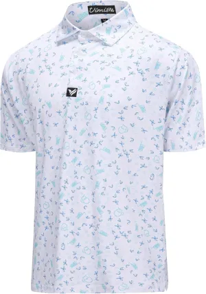 Mens Golf Polo Shirts Short Sleeve Dry Fit Performance Moisture Wicking Casual Print Collared Golf Shirts for Men