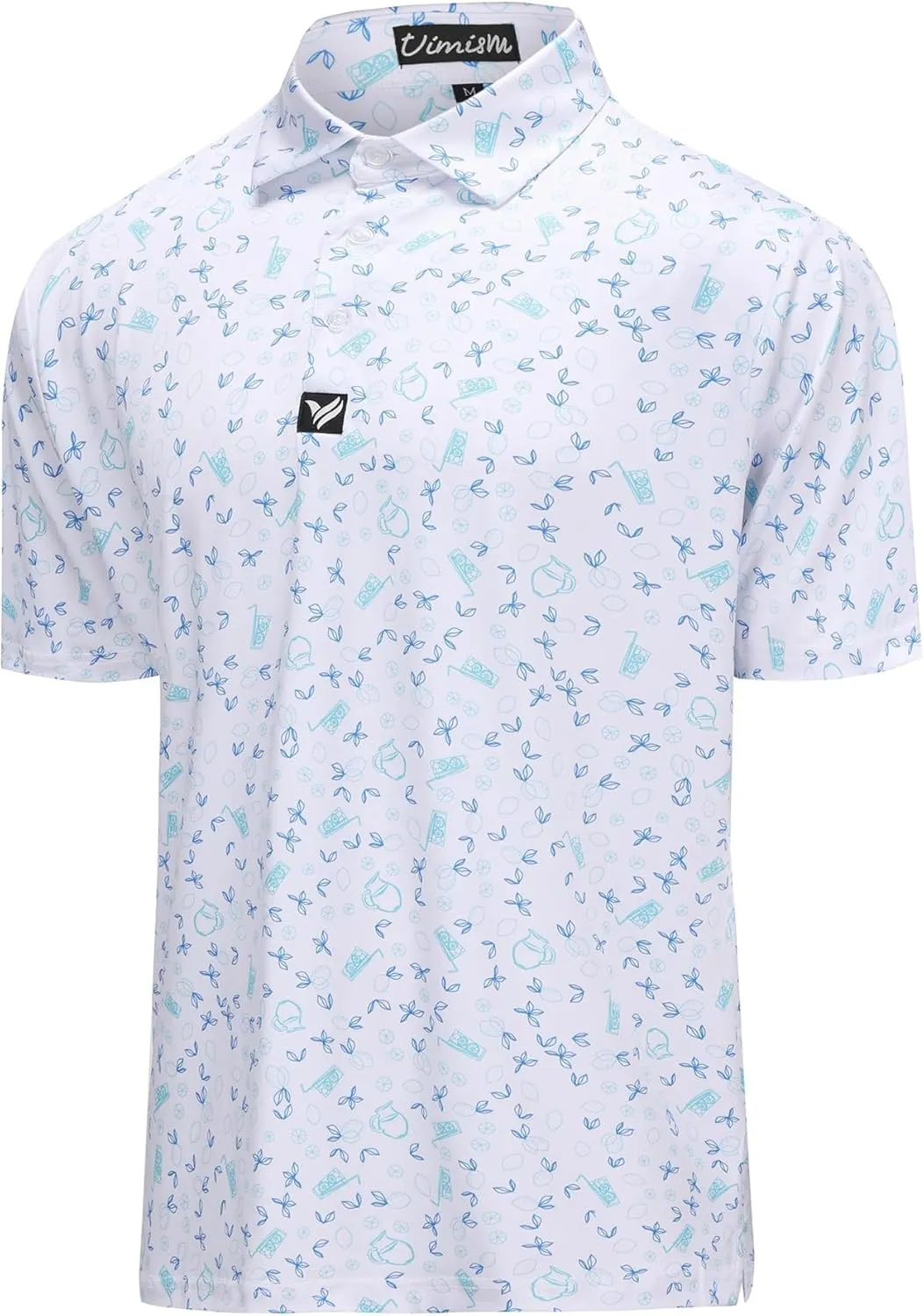 Mens Golf Polo Shirts Short Sleeve Dry Fit Performance Moisture Wicking Casual Print Collared Golf Shirts for Men