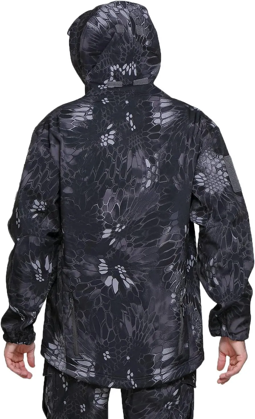 Men's Softshell Jacket Waterproof Fleece Hooded Outdoor Hunting Coat