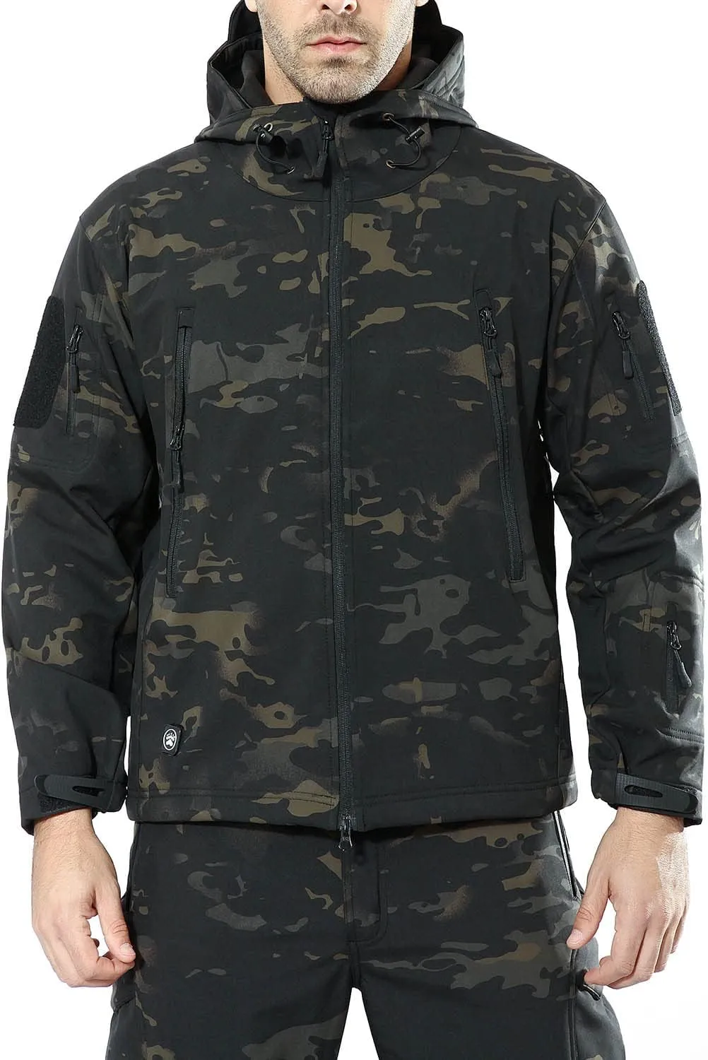 Men's Softshell Jacket Waterproof Fleece Hooded Outdoor Hunting Coat
