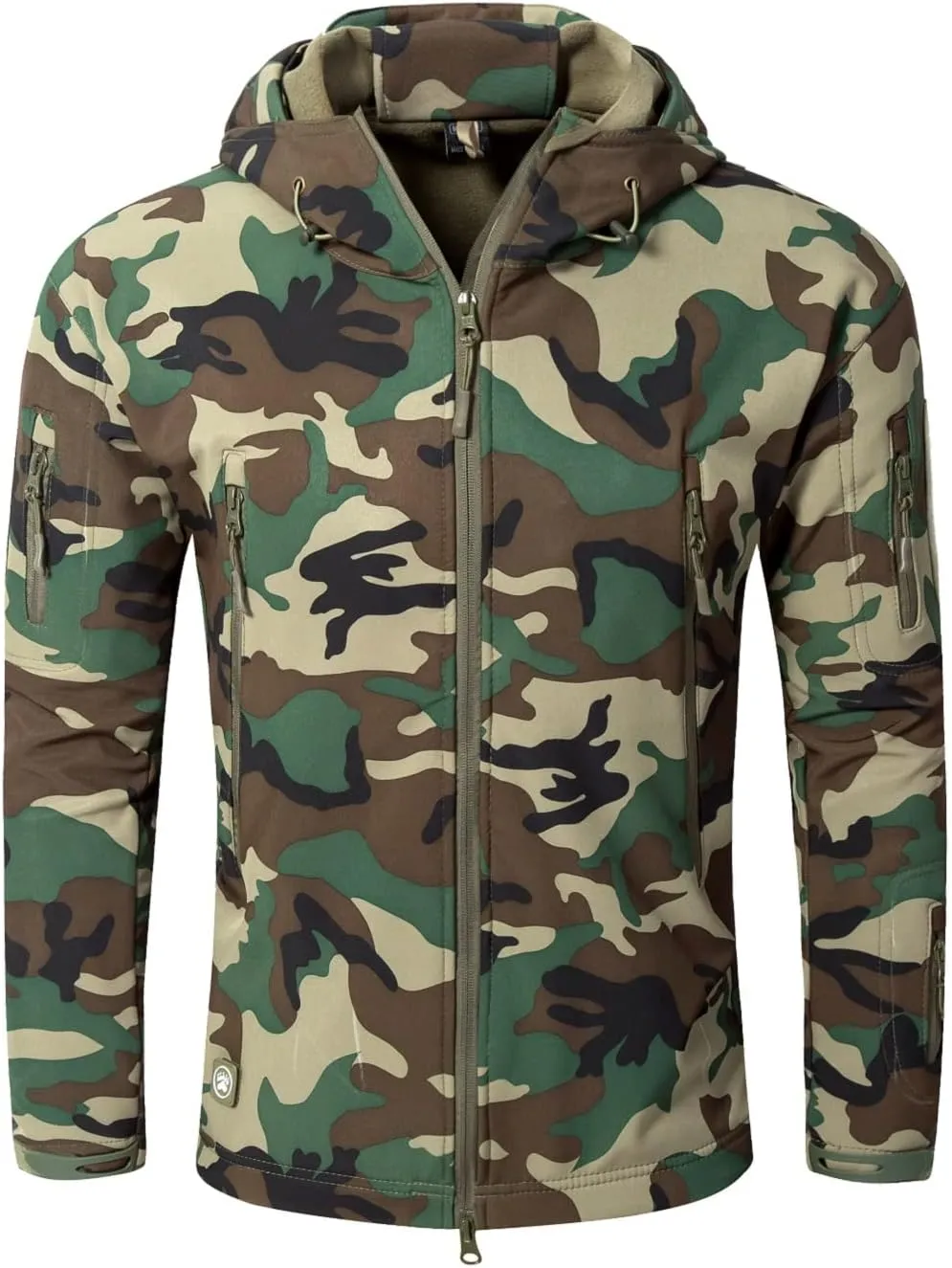 Men's Softshell Jacket Waterproof Fleece Hooded Outdoor Hunting Coat