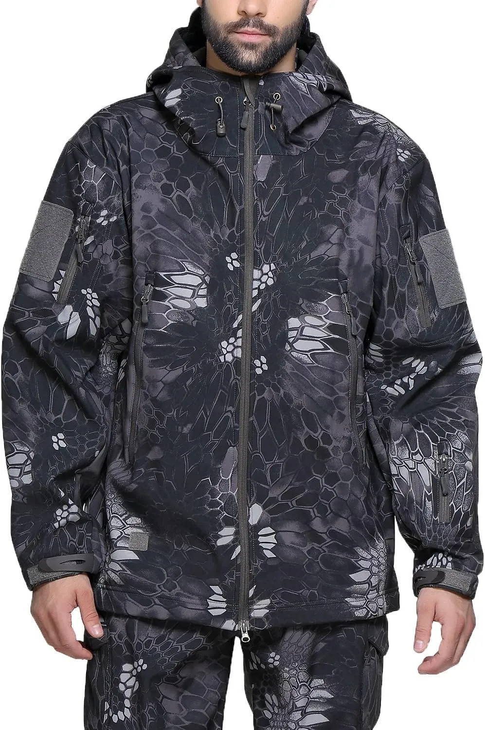 Men's Softshell Jacket Waterproof Fleece Hooded Outdoor Hunting Coat
