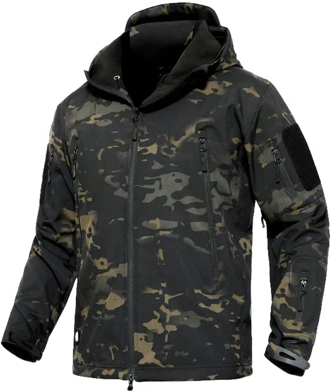 Men's Softshell Jacket Waterproof Fleece Hooded Outdoor Hunting Coat