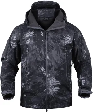 Men's Softshell Jacket Waterproof Fleece Hooded Outdoor Hunting Coat