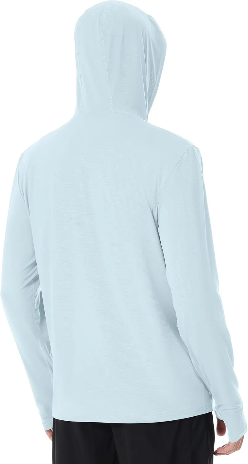 Mens UPF 50  Sun Shirt, Lightweight Moisture Wicking Full Zip Fishing Hoodie, Hiking Jacket with Pockets and Thumbholes