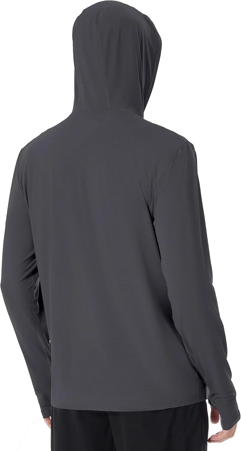 Mens UPF 50  Sun Shirt, Lightweight Moisture Wicking Full Zip Fishing Hoodie, Hiking Jacket with Pockets and Thumbholes