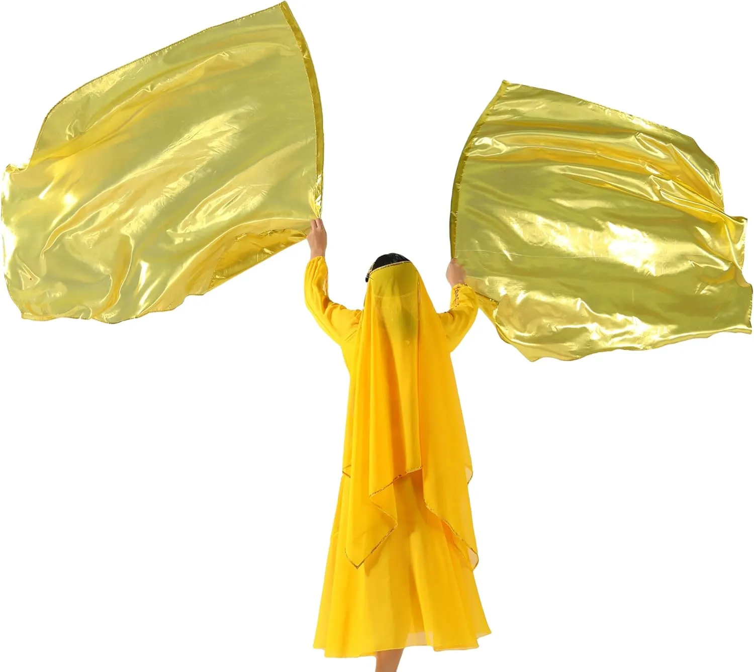 MUNAFIE Worship Flags with Flex Rods Angel Wing Dance Flags Church Dance Banner Gold