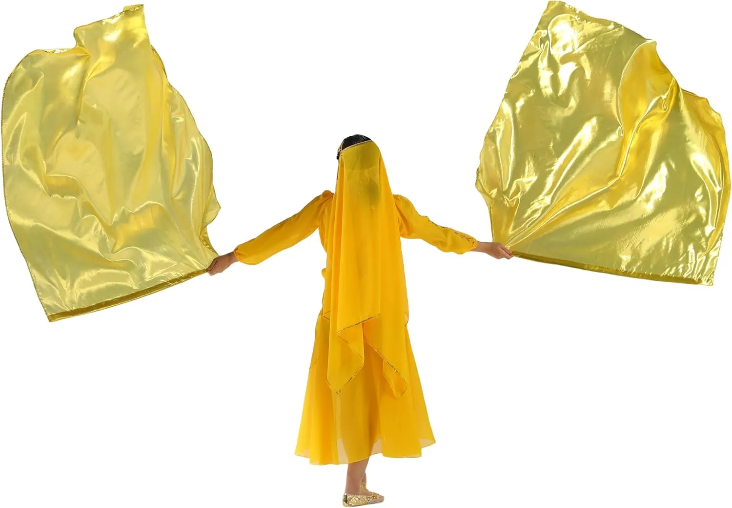 MUNAFIE Worship Flags with Flex Rods Angel Wing Dance Flags Church Dance Banner Gold