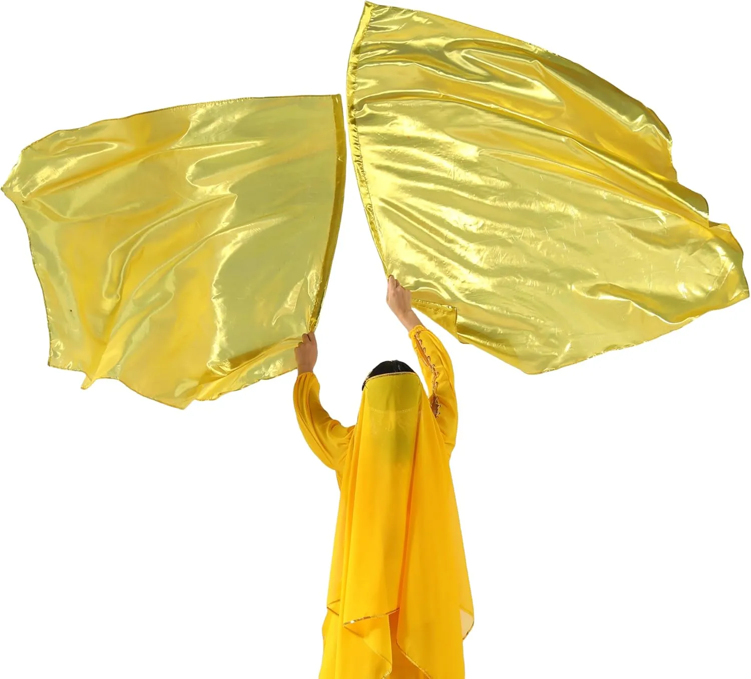 MUNAFIE Worship Flags with Flex Rods Angel Wing Dance Flags Church Dance Banner Gold
