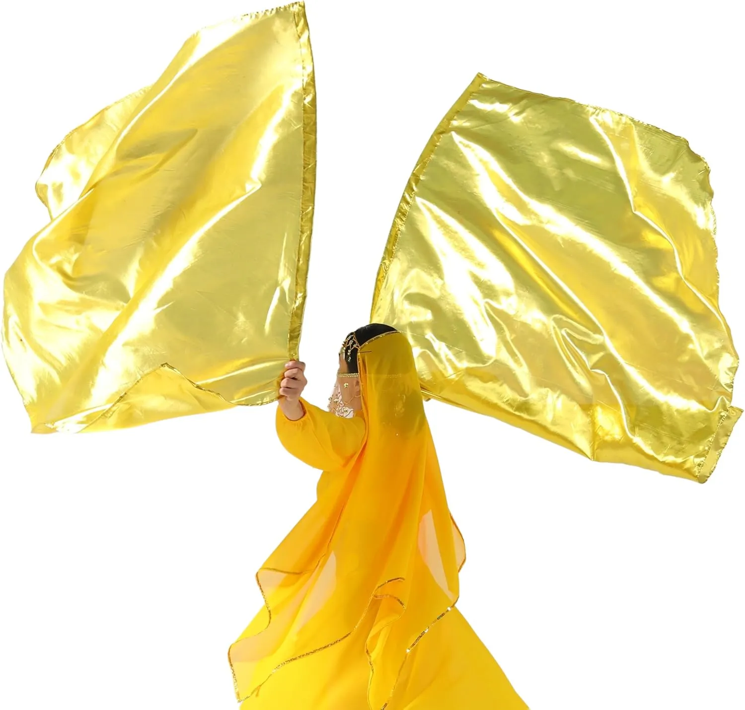 MUNAFIE Worship Flags with Flex Rods Angel Wing Dance Flags Church Dance Banner Gold