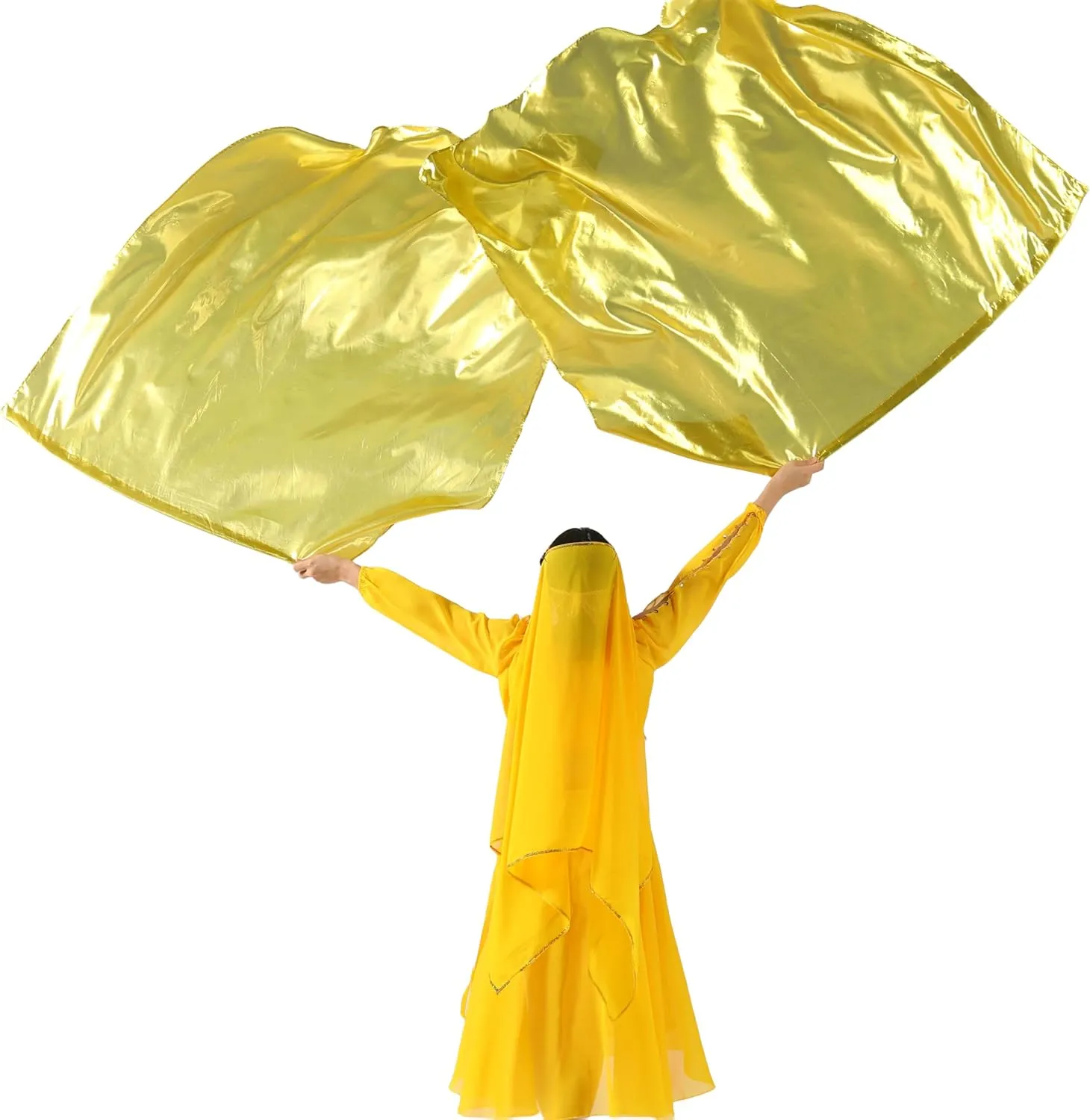 MUNAFIE Worship Flags with Flex Rods Angel Wing Dance Flags Church Dance Banner Gold