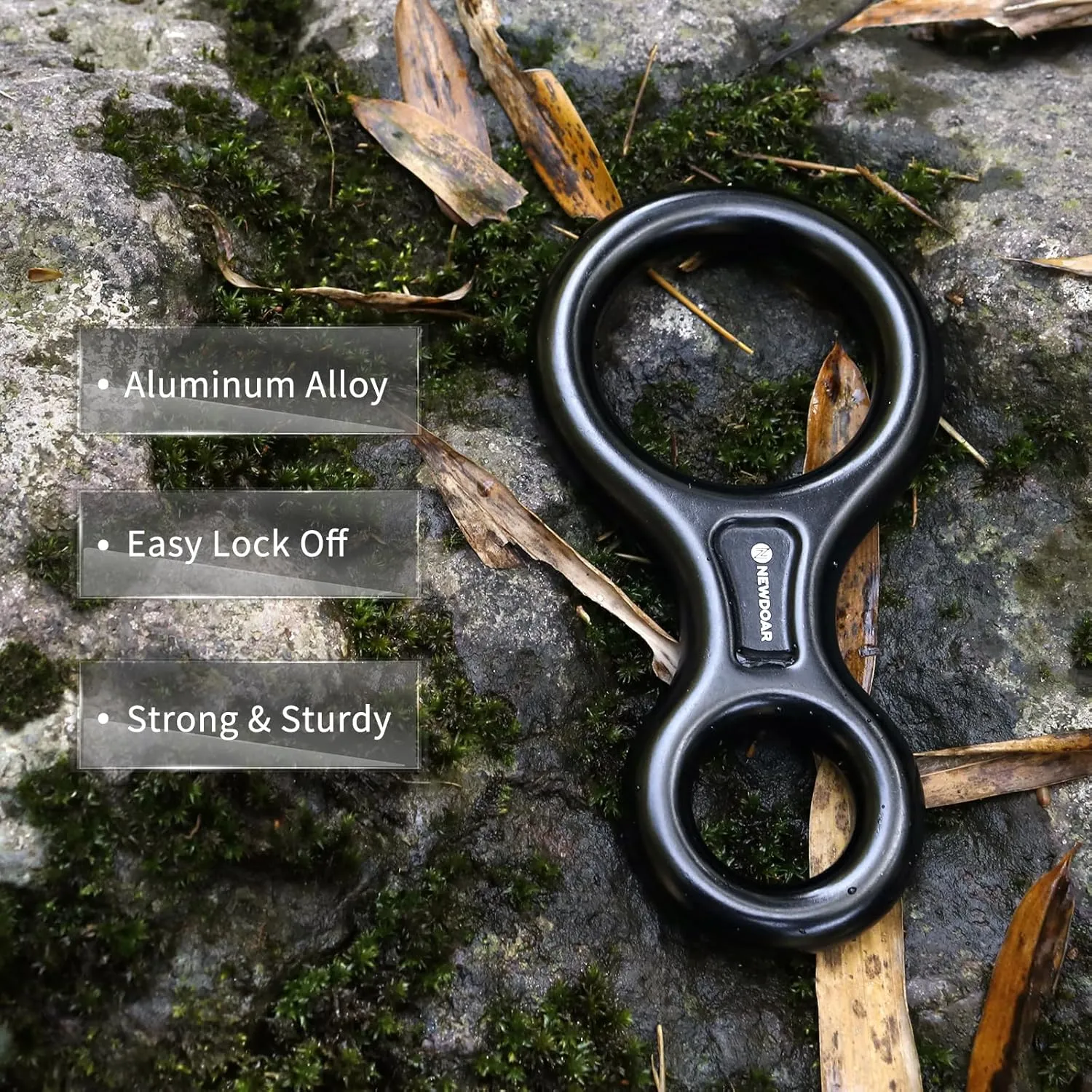 NewDoar Climbing Gear Downhill Equipment Rigging Plate 40kN Rescue Figure 8 Descender with Large Bent-Ear for Climbing Belaying and Rappelling Device