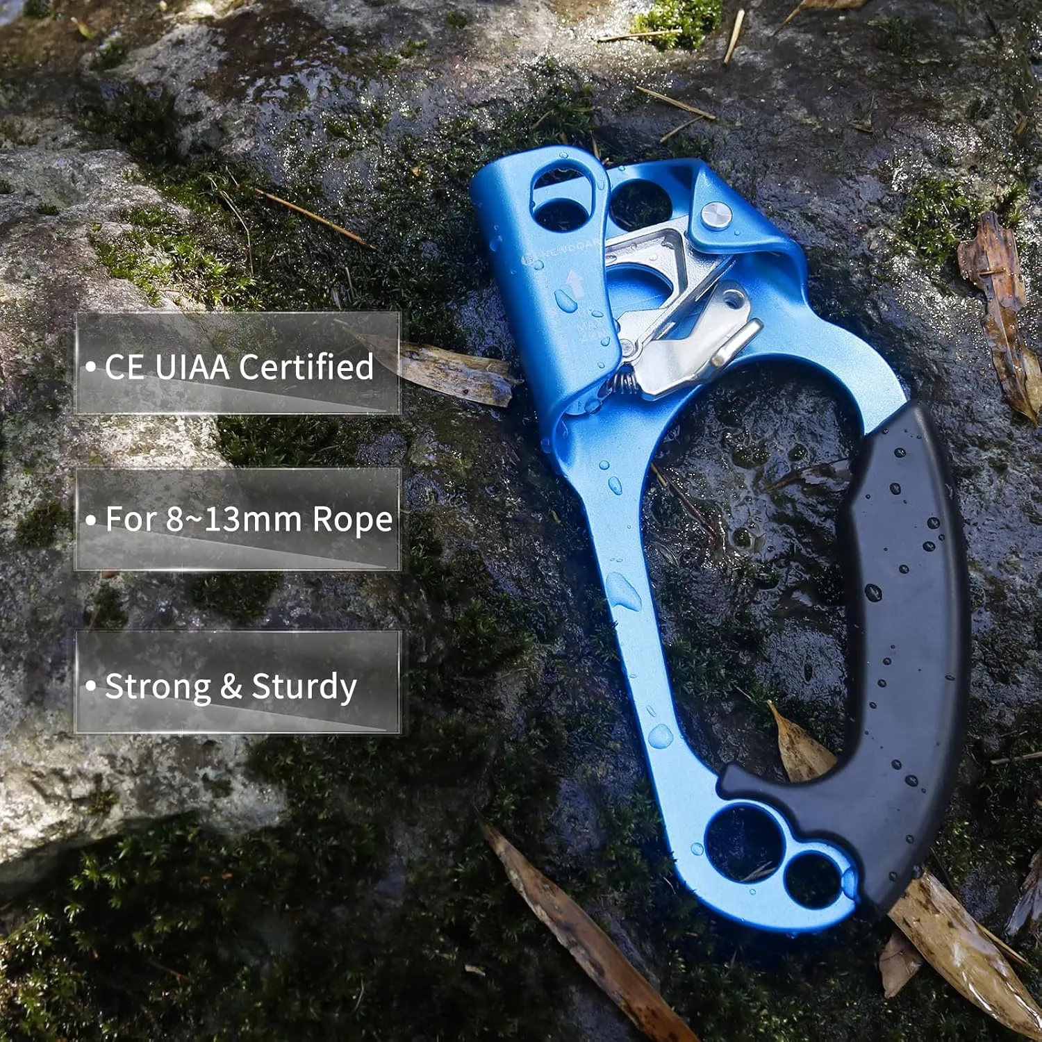 NewDoar UIAA & CE Certified Hand Ascender Rock Climbing Tree Arborist Rappelling Gear Equipment Rope Clamp for 8~13MM Rope