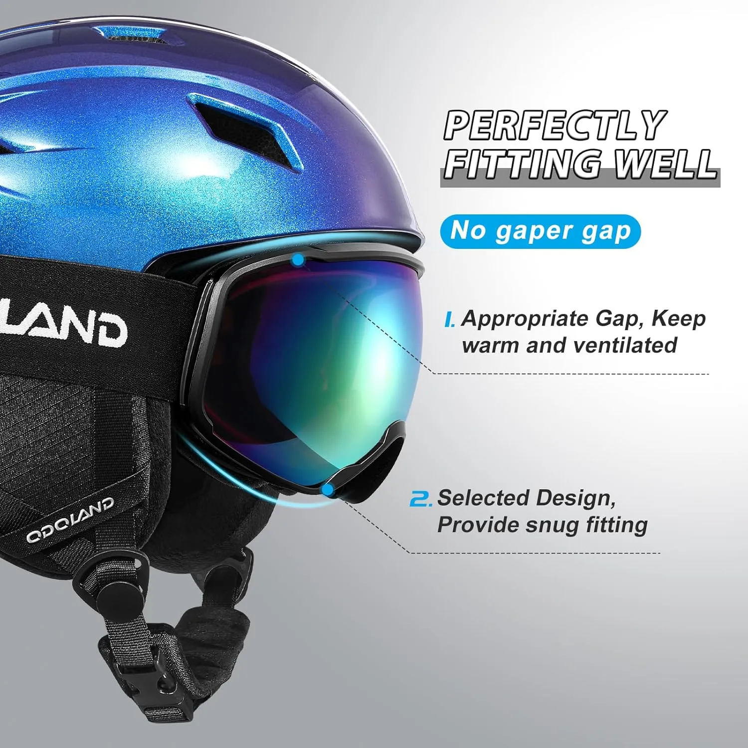 Odoland Ski Helmet and Goggles Set, Snowboard Helmet Glasses for Men, Women & Youth - Shockproof/Windproof Gear for Skiing, Snowboarding