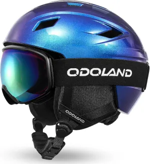 Odoland Ski Helmet and Goggles Set, Snowboard Helmet Glasses for Men, Women & Youth - Shockproof/Windproof Gear for Skiing, Snowboarding