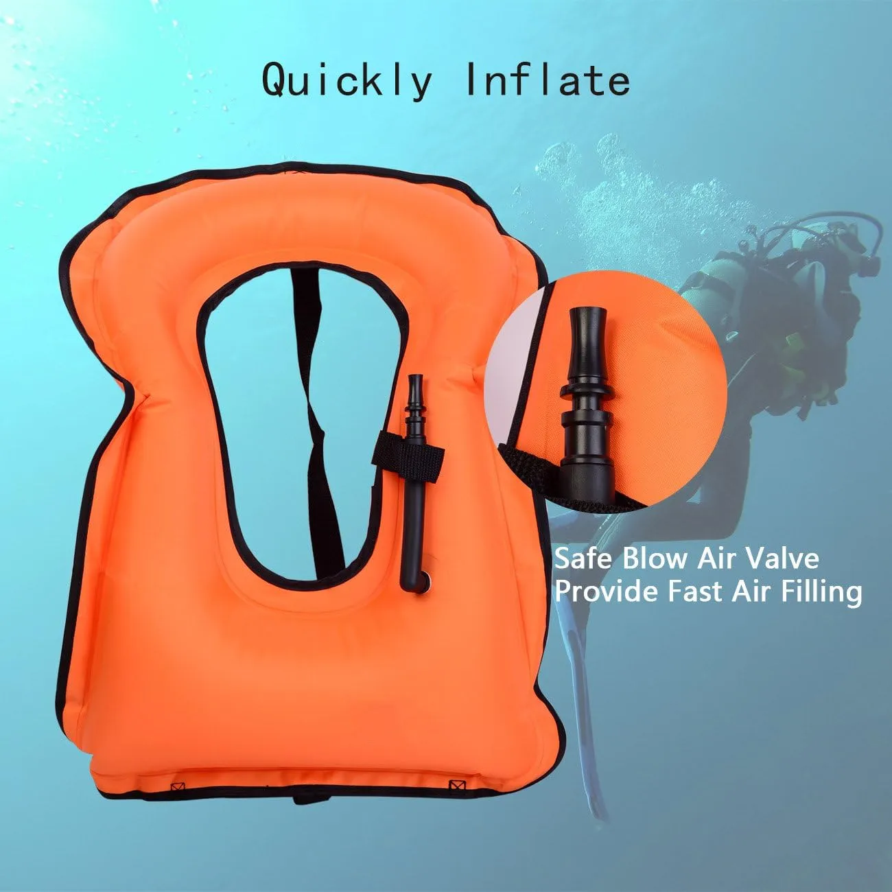 OMOUBOI Inflatable Snorkel Vest Kayak Swim Vest for Adults Snorkel Vests Inflatable Buoyancy Jacket Portable Diving Jackets Swimming Vests for Snorkeling Water Sports Beginner Adults-Only (96-220 lbs)