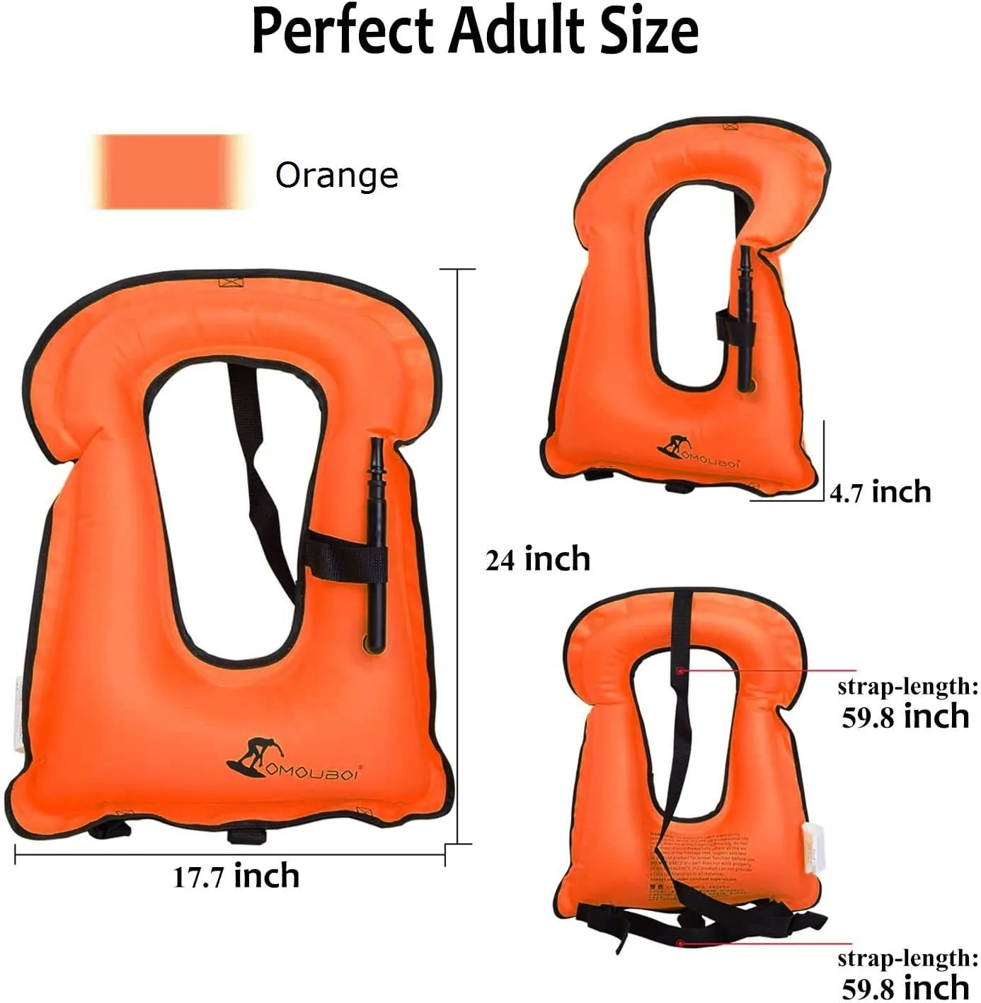 OMOUBOI Inflatable Snorkel Vest Kayak Swim Vest for Adults Snorkel Vests Inflatable Buoyancy Jacket Portable Diving Jackets Swimming Vests for Snorkeling Water Sports Beginner Adults-Only (96-220 lbs)