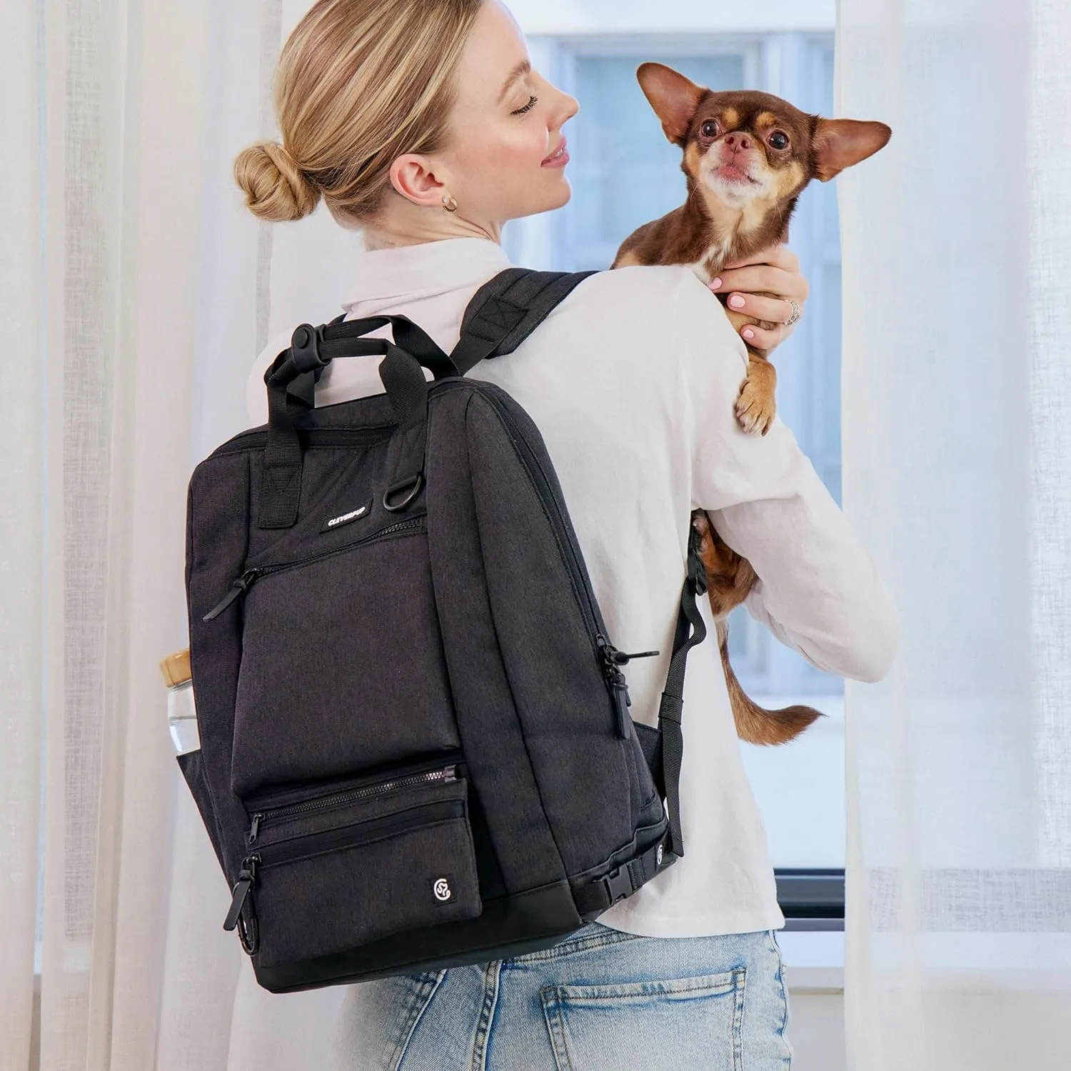 Porter 2-in-1 Dog Gear Backpack  Premium Dog Travel Bag with 10 Pockets, Zip-Off Treat Pouch, Leash Clip, Waterproof Pockets & Water Bottle Holder  Weekend, Hiking, Camping, Graphite
