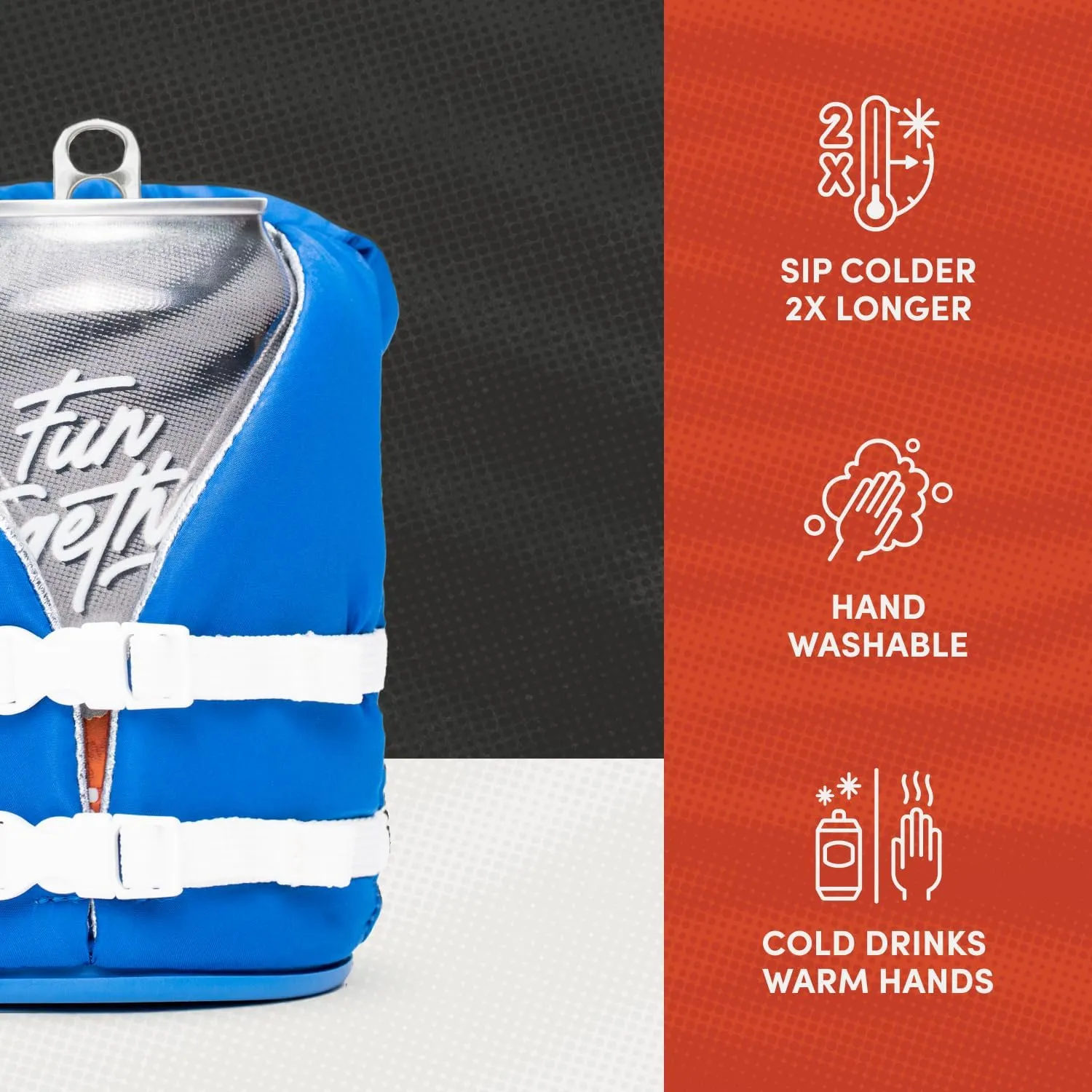 Puffin - The Buoy Life Vest - Insulated 12 oz Can Cooler I Beer Bottle & Soda Can Insulator, Keep Drinks and Beverages Cold (Varsity Blue)