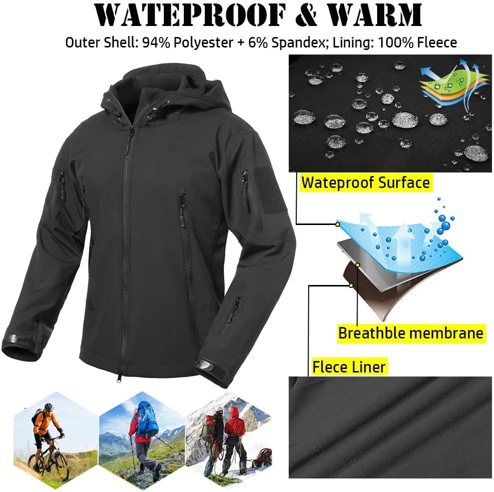 ReFire Gear Men's Soft Shell Military Tactical Jacket Outdoor Camouflage Hunting Fleece Hooded Coat