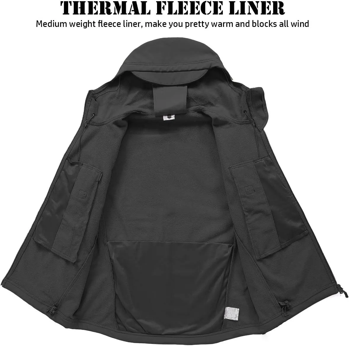 ReFire Gear Men's Soft Shell Military Tactical Jacket Outdoor Camouflage Hunting Fleece Hooded Coat
