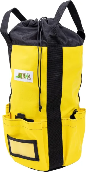 Rock-N-Rescue Arbor Rope Storage Bag - Rock and Tree Climbing Equipment, Arborist Gear, Bucket Style Backpack, Waterproof Nylon Material, Yellow, 150'