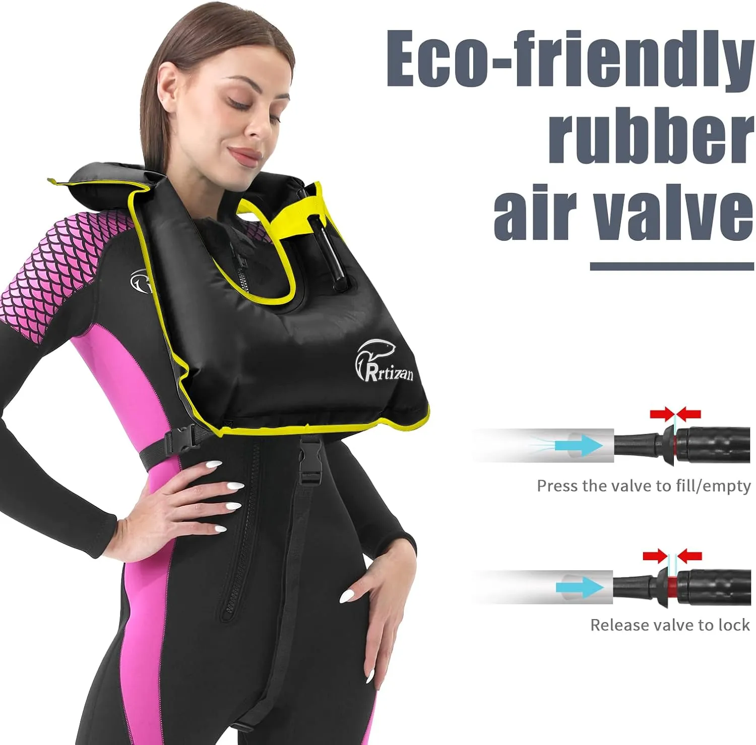 Rrtizan Snorkel Vest, Adults Portable Inflatable Swim Vest Buoyancy Aid Swim Jackets for Men & Women