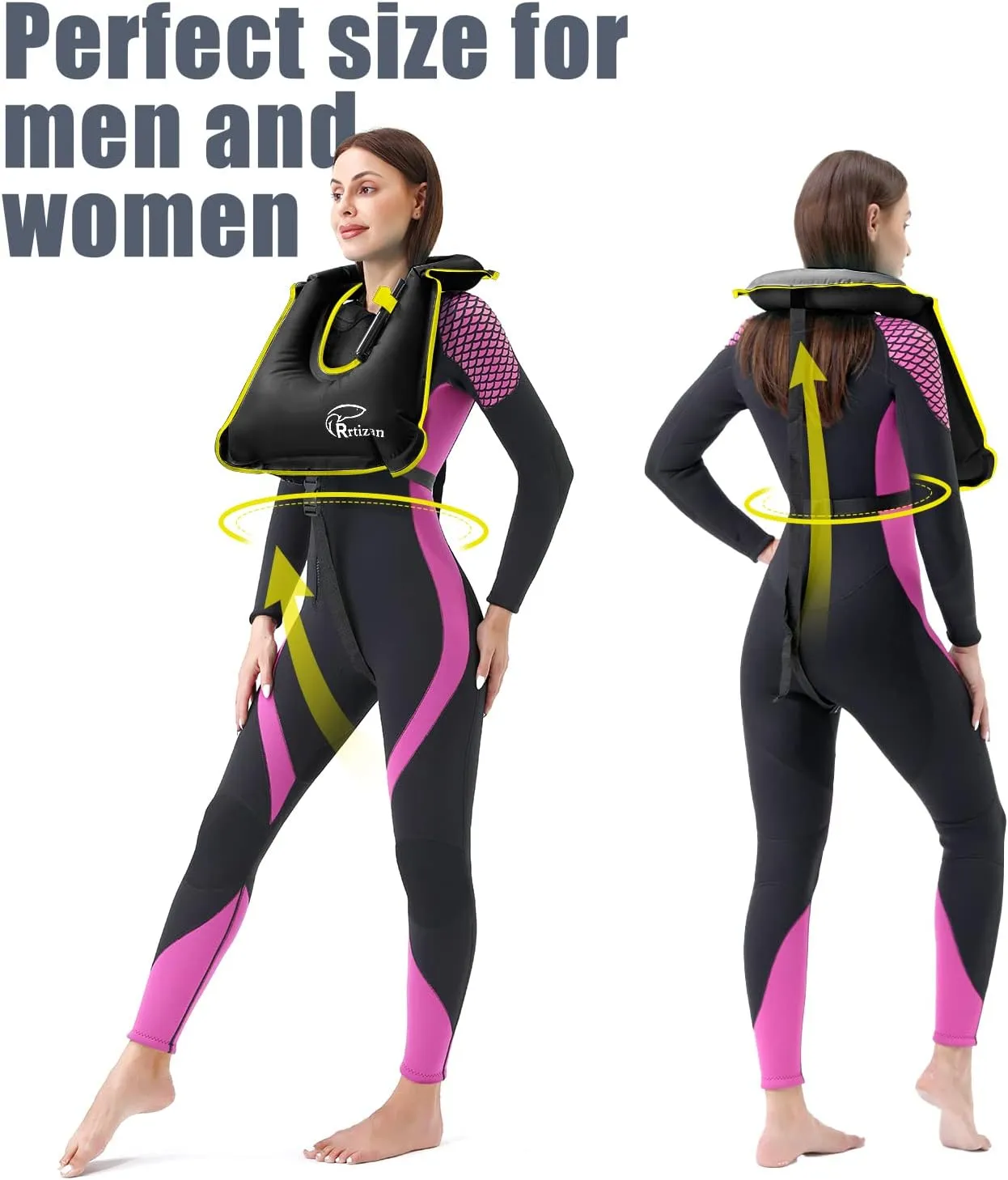 Rrtizan Snorkel Vest, Adults Portable Inflatable Swim Vest Buoyancy Aid Swim Jackets for Men & Women