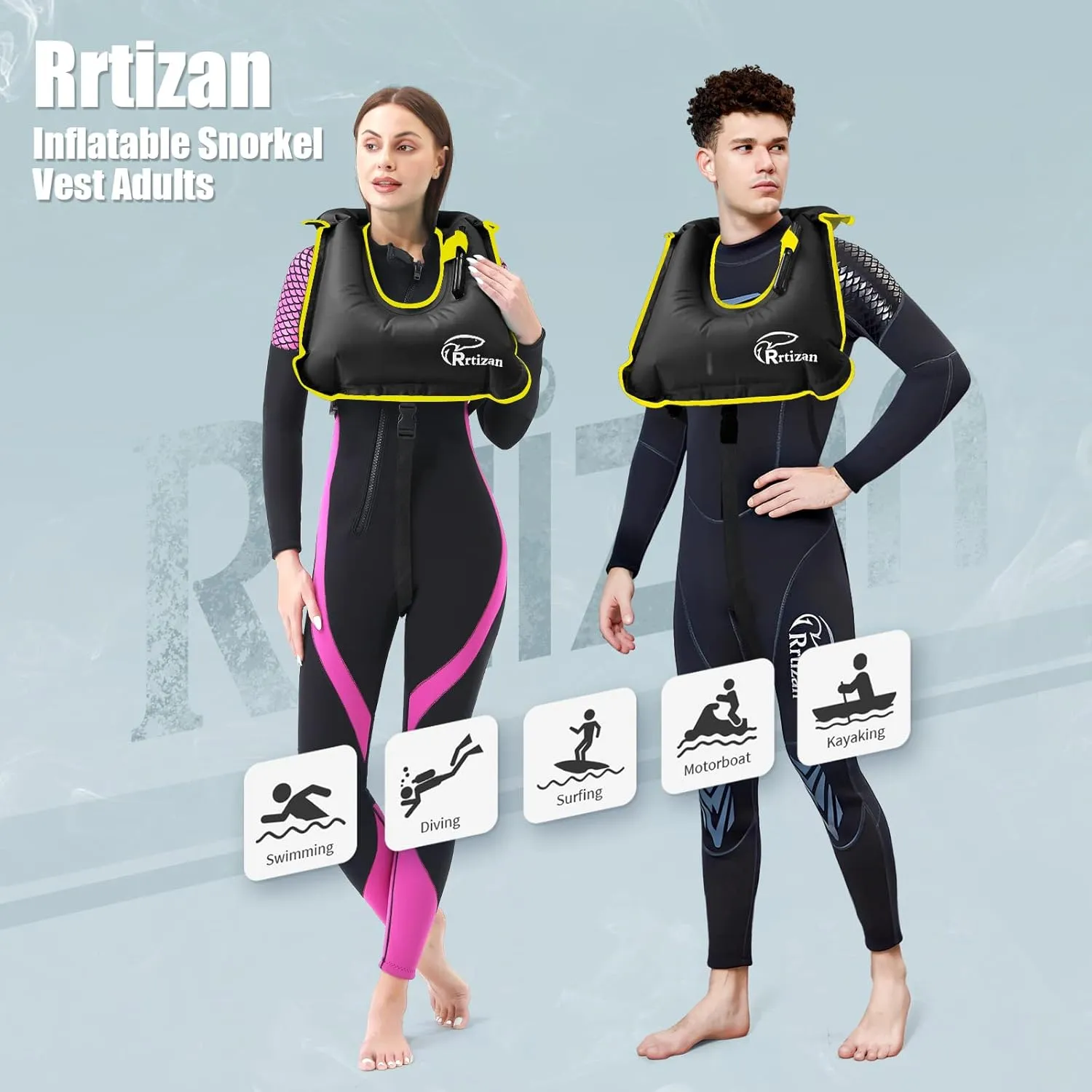 Rrtizan Snorkel Vest, Adults Portable Inflatable Swim Vest Buoyancy Aid Swim Jackets for Men & Women