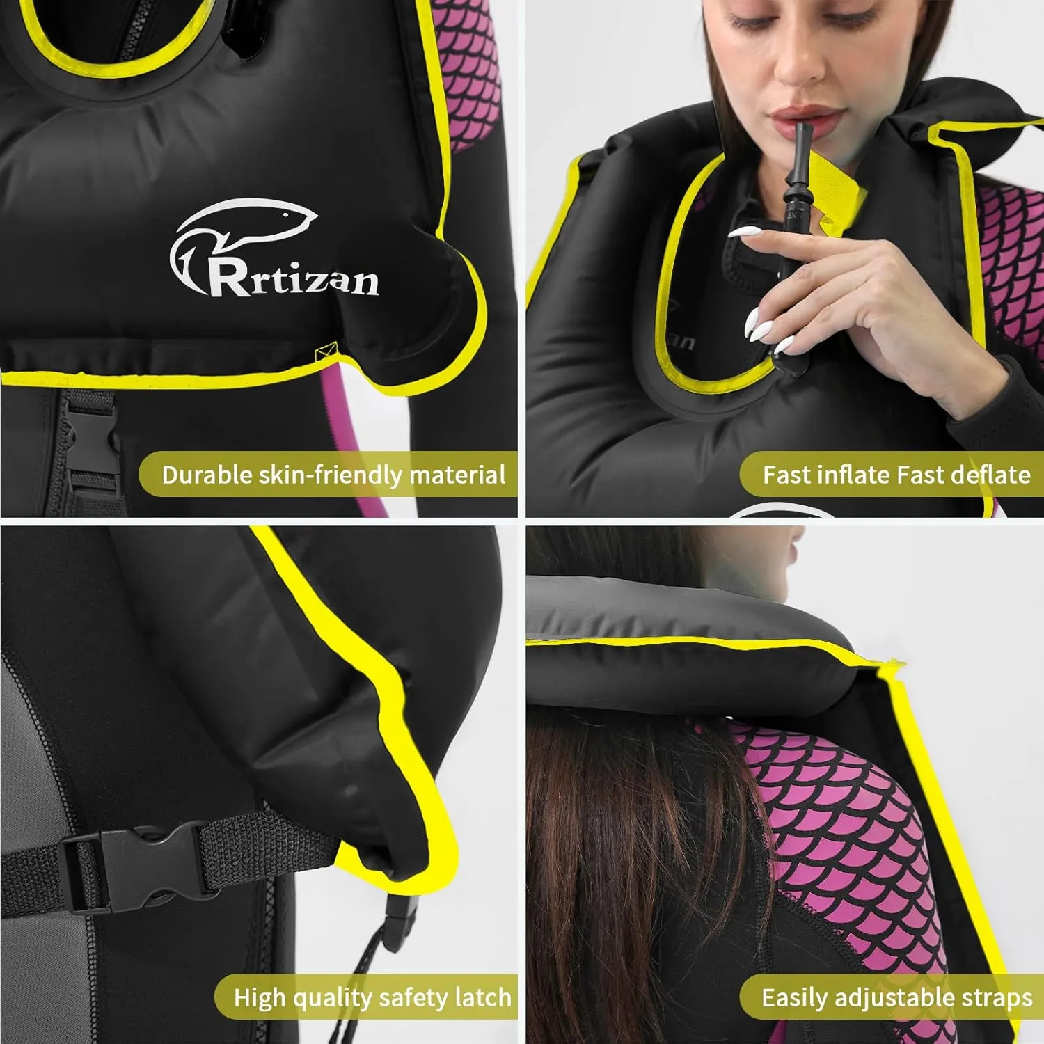 Rrtizan Snorkel Vest, Adults Portable Inflatable Swim Vest Buoyancy Aid Swim Jackets for Men & Women