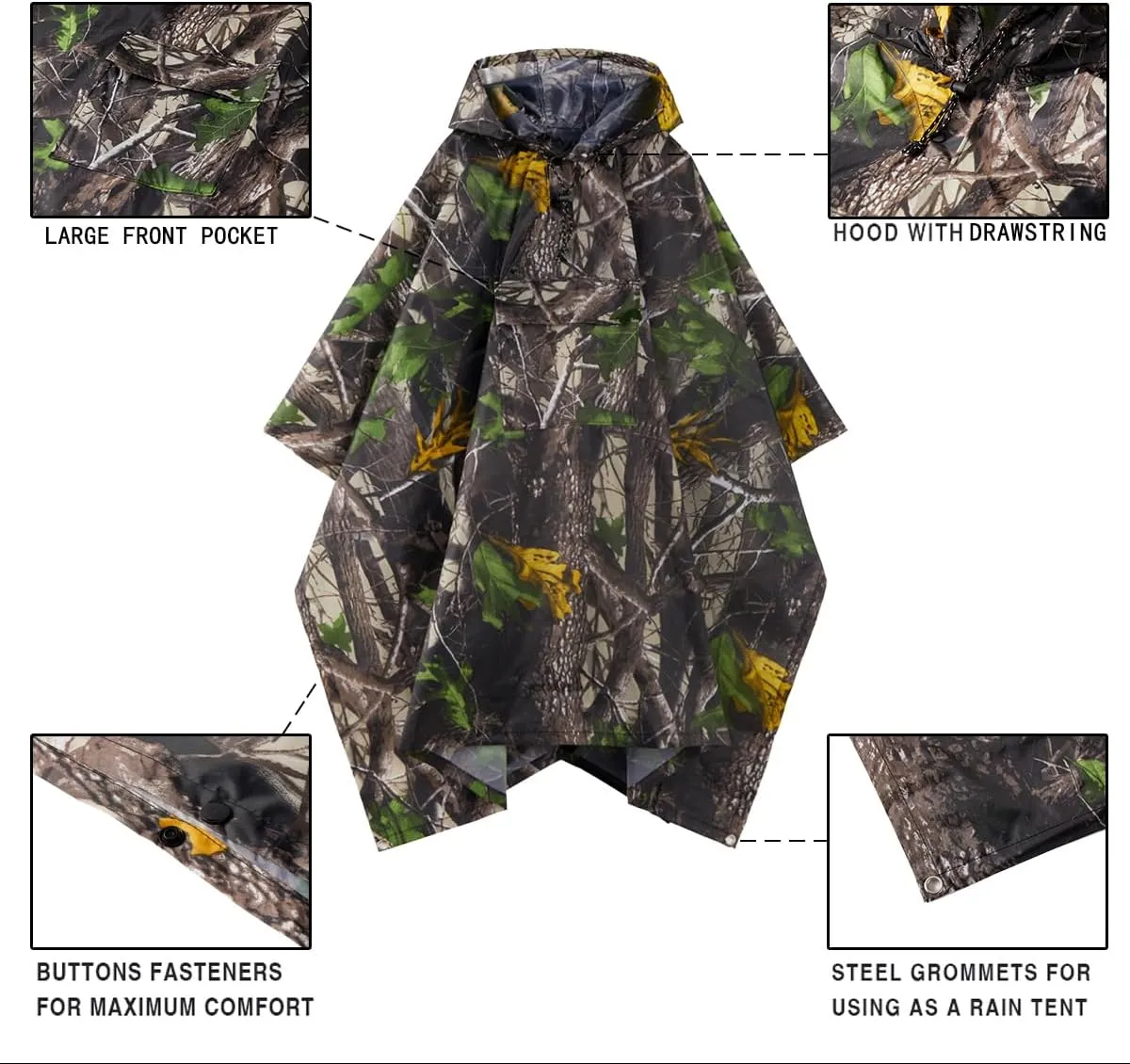 salamra Hooded Rain Poncho Waterproof Raincoat Jacket for Men/Women/Adults with Pocket