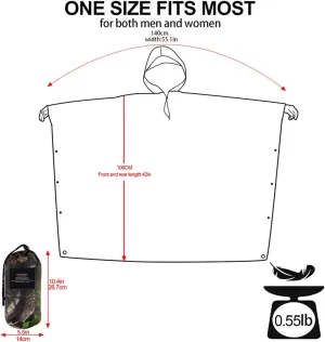 salamra Hooded Rain Poncho Waterproof Raincoat Jacket for Men/Women/Adults with Pocket