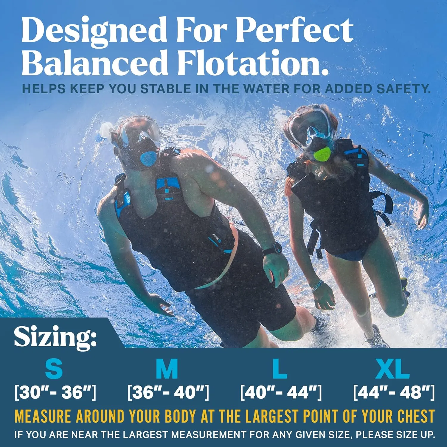 Seaview Palawan Inflatable Snorkel Vest - Premium Snorkel Jacket for Adults. Balanced Flotation, Secure Lock and Comfort Fit. for Snorkeling, Paddle-Boarding and Other Low Impact Water Sports.